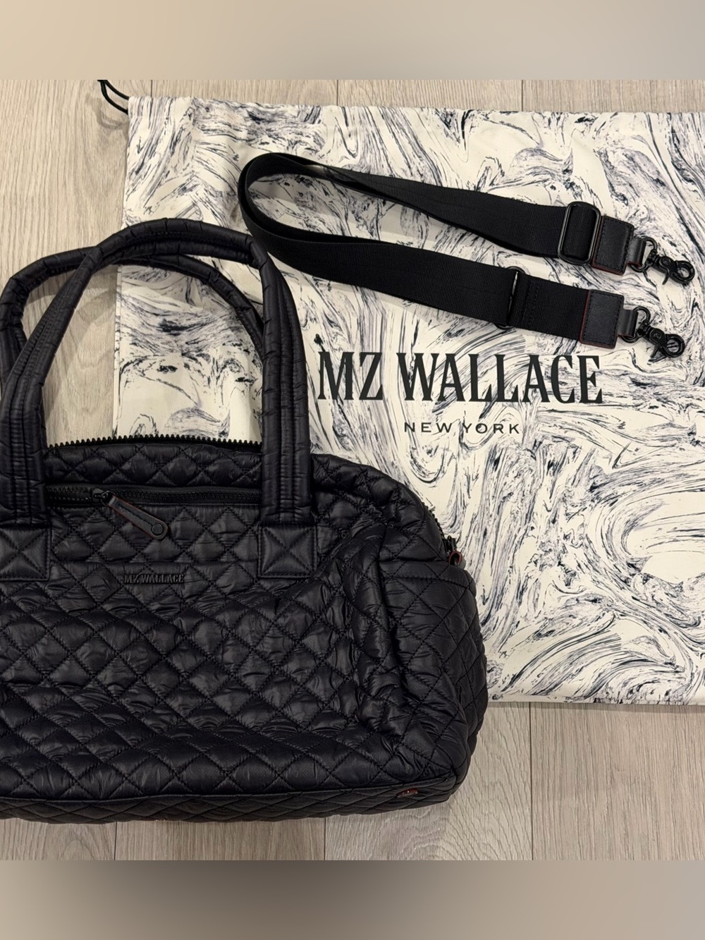 MZ Wallace Black Jimmy Deluxe Duffel - Black with Dust Bag
